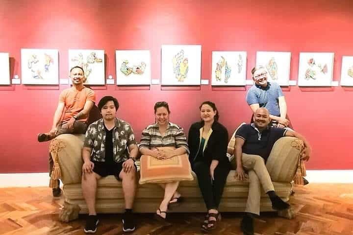 Director Tanya Lopez with Bacolod Team of Wala Nang Bata Dito  From left to right: SARI SAYSAY /playwright, ROGER JOSHUA VENZAL /stage manager, TANYA P. LOPEZ/director, VENISE BUENAFLOR/actor, DR. ADRIAN TORRES/costume design, TUXQS RUTAQUIO/VLF festival director.
