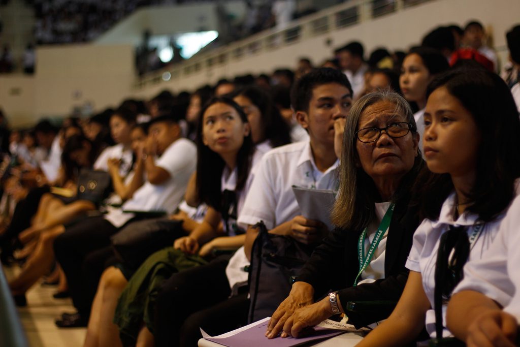 CAPTURED AUDIENCE. Liceo students watch a video of Greta Thunberg urging leaders and fellow youth to immediately act on the climate crisis or else, future generations would have no future to talk about.