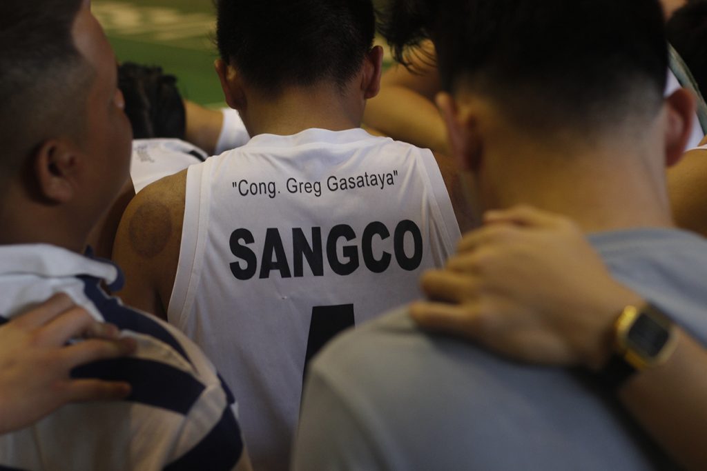 Finals MVP, Jester Sangco during the victory Marketers' Union huddle. | Photo by Jose Aaron C. Abinosa