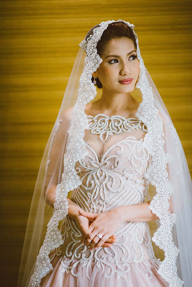 Jun's designs highlight everything associated with femininity: beadwork, figure-flattering silhouettes, and details like laces and embroidery. Photo courtesy of Junriz Henderin