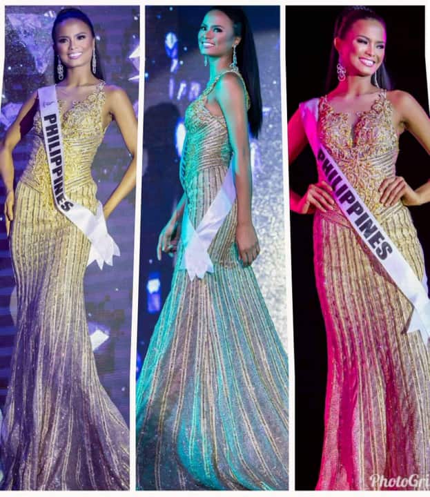 Pageant gowns are worn and showcased in both international and national tilts. Photo taken with permission from the designer's Facebook page.