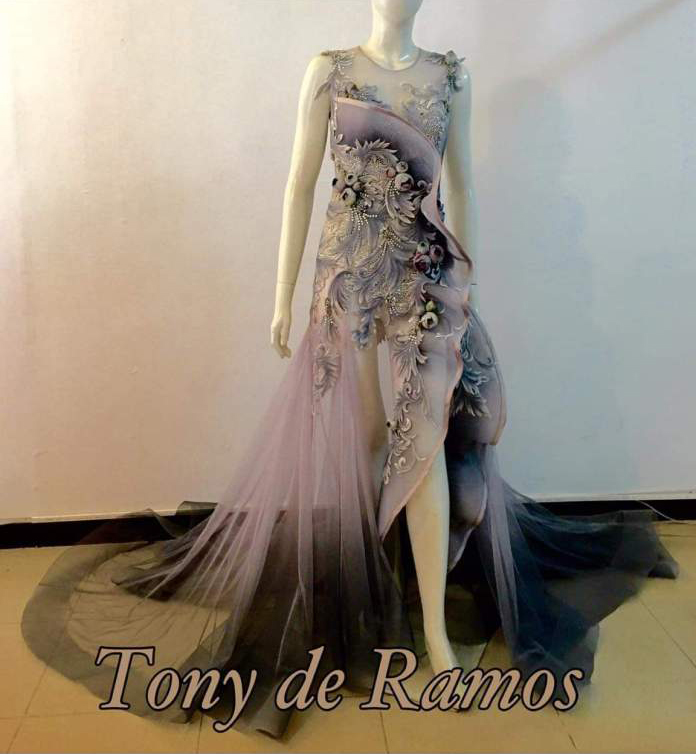 The asymmetrical skirt and the large designs help make this Glen stand out from other evening wear. Photo courtesy of Tony De Ramos