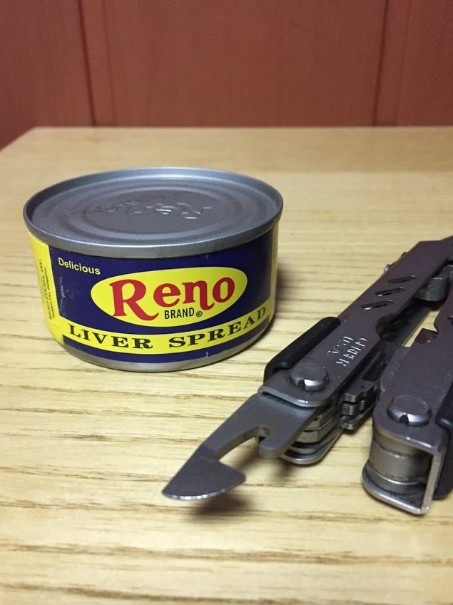 Sealed can of Reno liver spread.