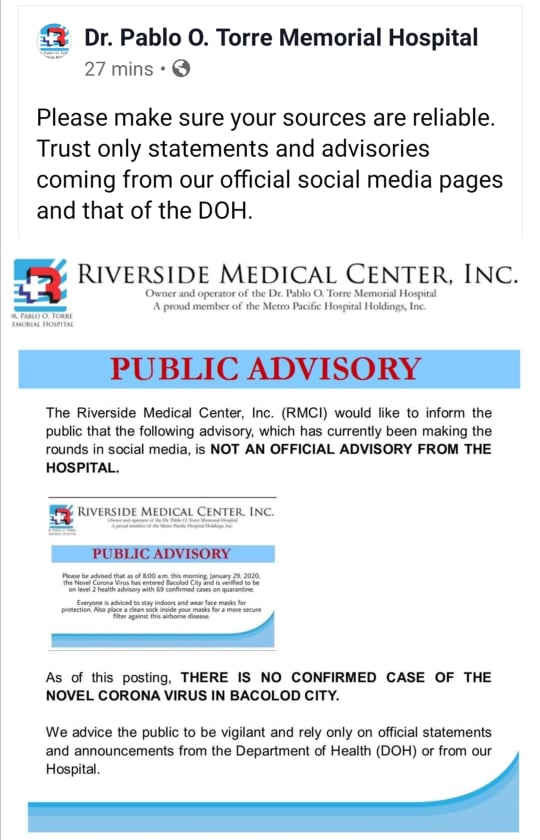 Riverside Medical Center, Inc. public advisory.