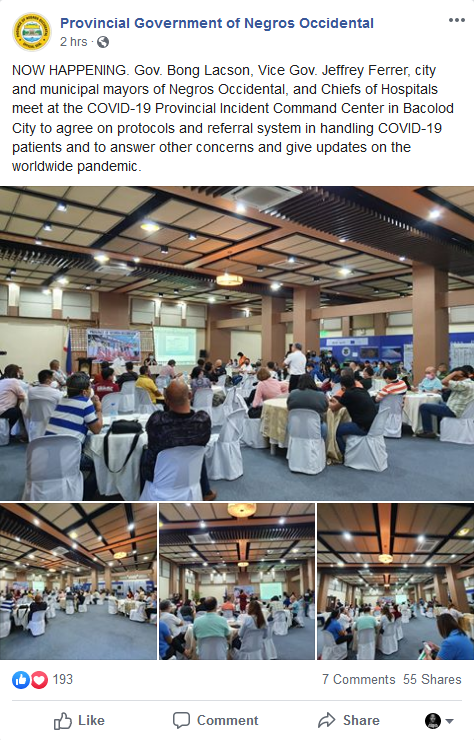 Screencap from Provincial Government of Negros Occidental FB page. 