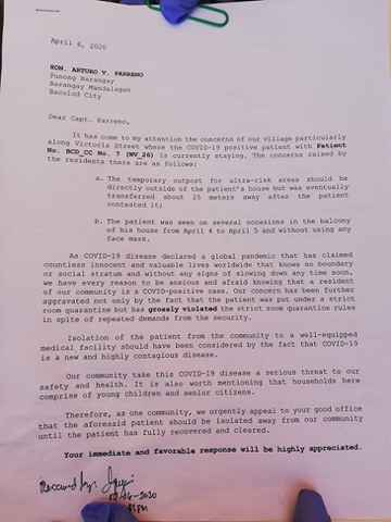quarantine violation drew concern from neighbors; patient agrees to comply after talk with cho 1 91970615 512882236062018 2429808993875525632 n
