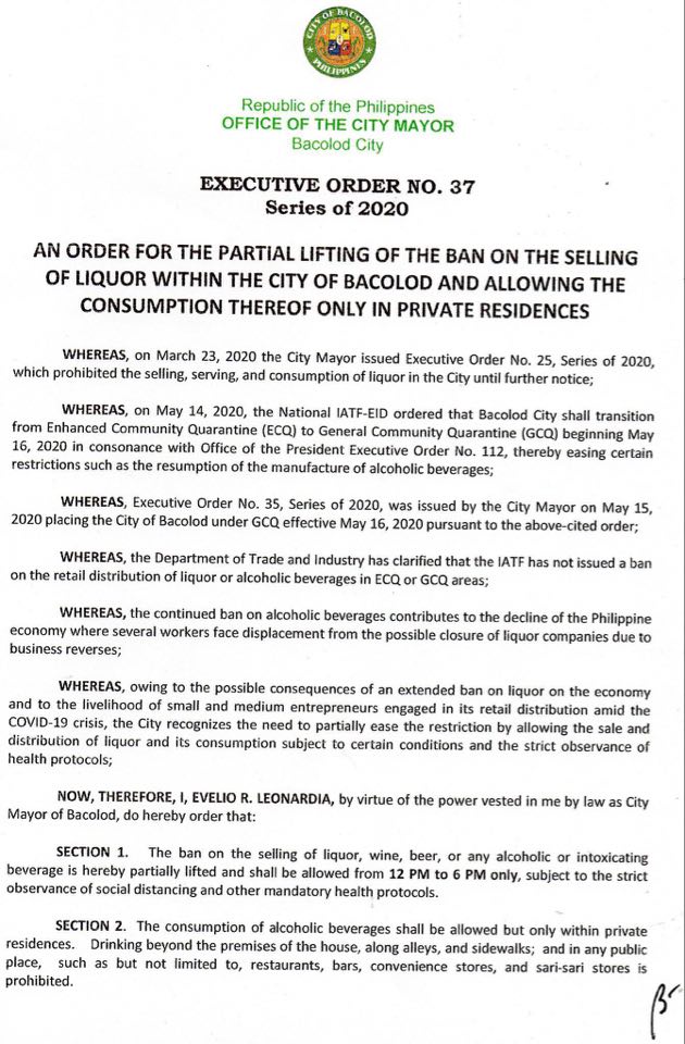 mayor “partially” lifts ban on alcoholic beverages 1 001 4