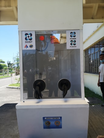 The Specimen Collection Booth donated to TLJPH has proper ventilation and protective barrier, as well as seats, ensuring safety and comfort for both front-liner and suspected COVID-19 patient.