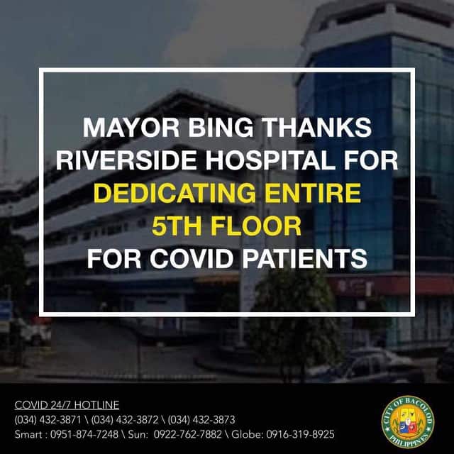 riverside medical center dedicates entire 5th floor for covid patients 1 Photo from Bacolod City PIO fb page.