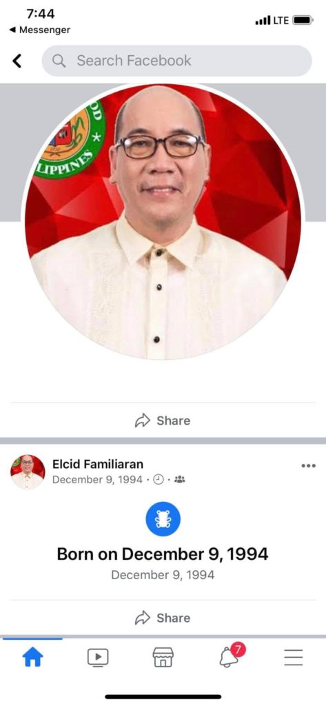 Vic Mayor El Cid Familiarian warns against the existence of another Facebook account (see picture) bearing his name that has been trolling netizens in public news sites. | Photo a downloaded image from the official Account of VM Familiaran